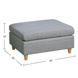5 Piece Upholstered Modular Sofa Set with 1 Ottoman in Light Grey