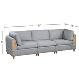 5 Piece Upholstered Modular Sofa Set with 1 Ottoman in Light Grey