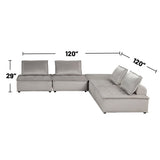 5 Piece Velvet Modular Sectional Sofa with Tufted Seat Design