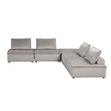 5 Piece Velvet Modular Sectional Sofa with Tufted Seat Design
