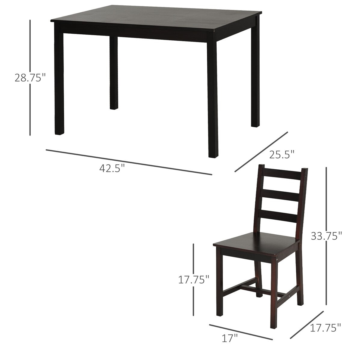 5-Piece Wooden Dining Sets for Dining Room