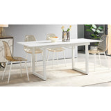 5 Pieces Dining Set,Table Metal Leg Dining Table for 4-6 people with MDF Table Top,Pedestal Dining Table