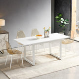 5 Pieces Dining Set,Table Metal Leg Dining Table for 4-6 people with MDF Table Top,Pedestal Dining Table