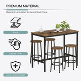 5 Pieces Dining Table Set / Industrial Counter Height Pub Table with 4 Chairs,4-person Dining Kitchen Table Set