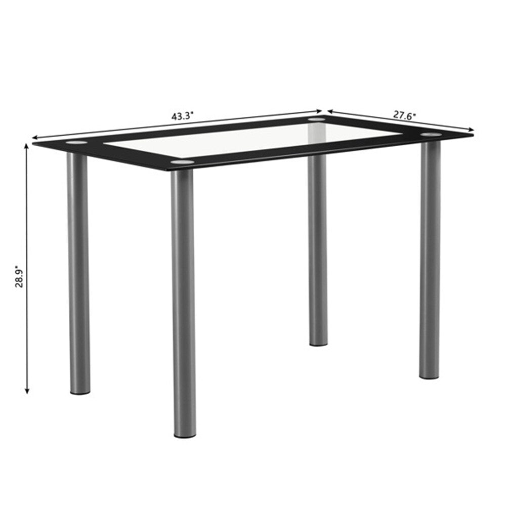 5 Pieces Dining Table Set w/ Tempered Glass Dining Table, 4 Chairs