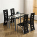 5 Pieces Dining Table Set w/ Tempered Glass Dining Table, 4 Chairs