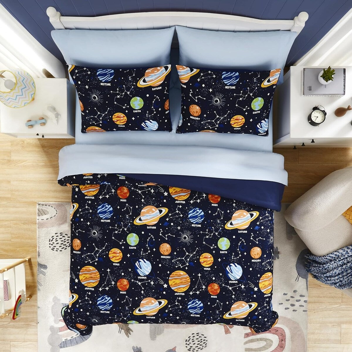 5 Pieces Kids Twin Bedding Sets Glow in The Dark Space Twin Bed in a Overstock