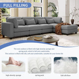 5 Pieces L Shaped Sofa with Removable Ottomans and Comfortable Waist Pillows