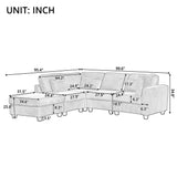 5 Pieces L Shaped Sofa with Removable Ottomans and Comfortable Waist Pillows