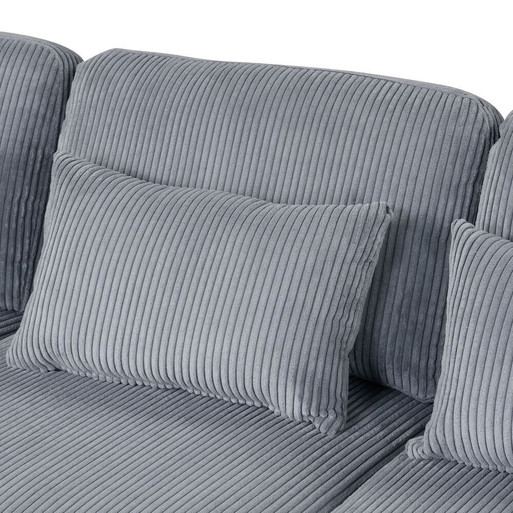 5 Pieces L Shaped Sofa with Removable Ottomans and Comfortable Waist Pillows