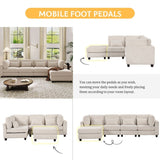 5 Pieces L Shaped Sofa with Removable Ottomans and Comfortable Waist Pillows
