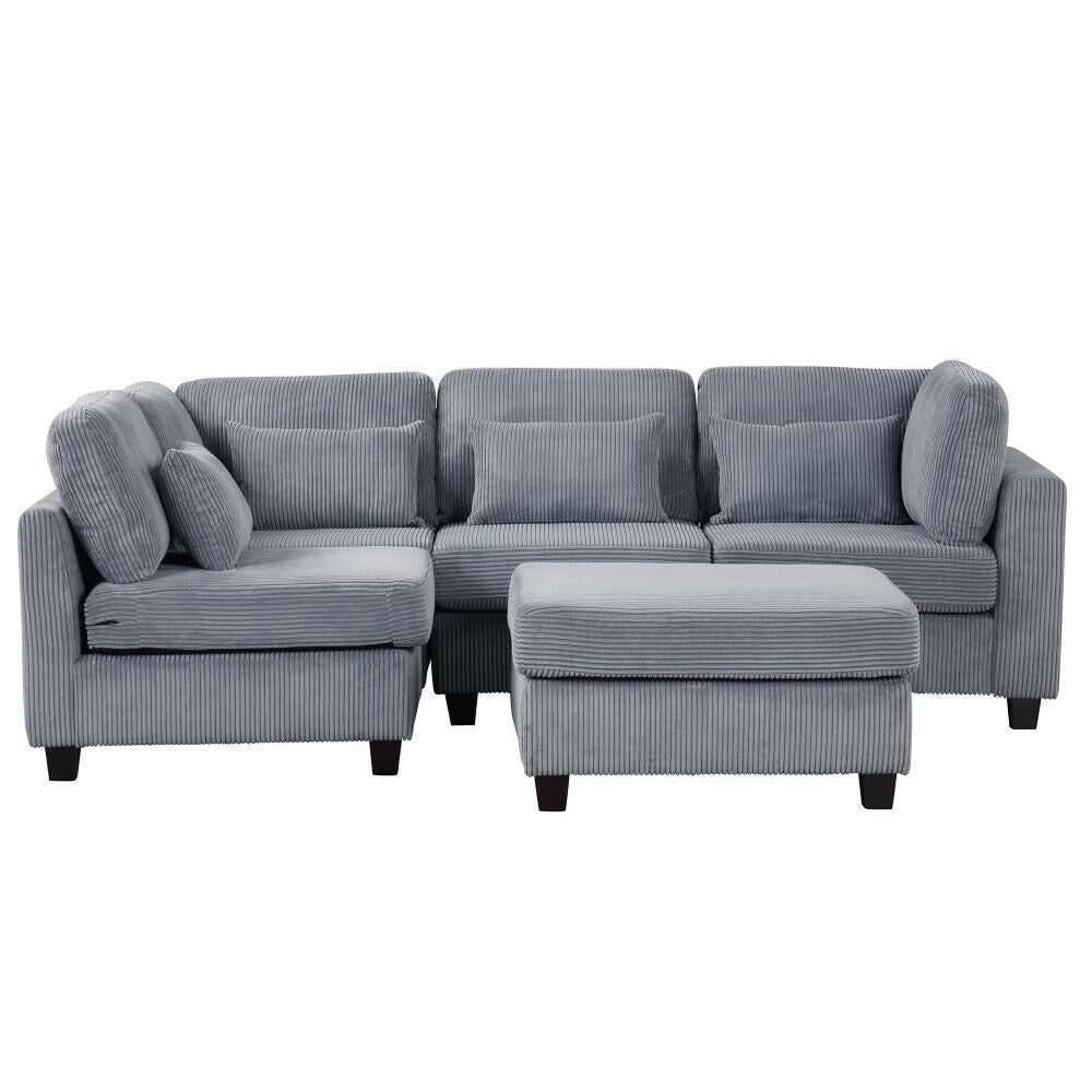 5 Pieces L Shaped Sofa with Removable Ottomans and Comfortable Waist Pillows