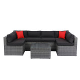5-Pieces Outdoor PE Rattan Sectional Sofa with Pillow and Cushion