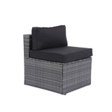 5-Pieces Outdoor PE Rattan Sectional Sofa with Pillow and Cushion