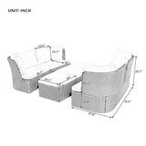 5 Pieces Outdoor Patio Furniture Set, Wicker Sofa Set with Thick Cushions