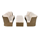 5 Pieces Outdoor Patio Furniture Set, Wicker Sofa Set with Thick Cushions
