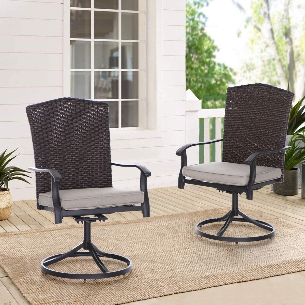 5 Pieces Patio Dining Sets with Fire Pit Table, 4 Rattan Chairs and 1 Progane Firepits Table