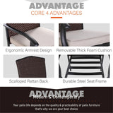 5 Pieces Patio Dining Sets with Fire Pit Table, 4 Rattan Chairs and 1 Progane Firepits Table