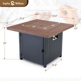 5 Pieces Patio Dining Sets with Fire Pit Table, 4 Rattan Chairs and 1 Progane Firepits Table