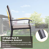 5 Pieces Patio Dining Sets with Fire Pit Table, 4 Rattan Chairs and 1 Progane Firepits Table