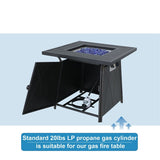 5 Pieces Patio Dining Sets with Fire Pit Table, 4 Rattan Chairs and 1 Progane Firepits Table