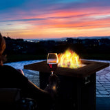 5 Pieces Patio Dining Sets with Fire Pit Table, 4 Rattan Chairs and 1 Progane Firepits Table