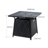 5 Pieces Patio Dining Sets with Fire Pit Table, 4 Rattan Chairs and 1 Progane Firepits Table