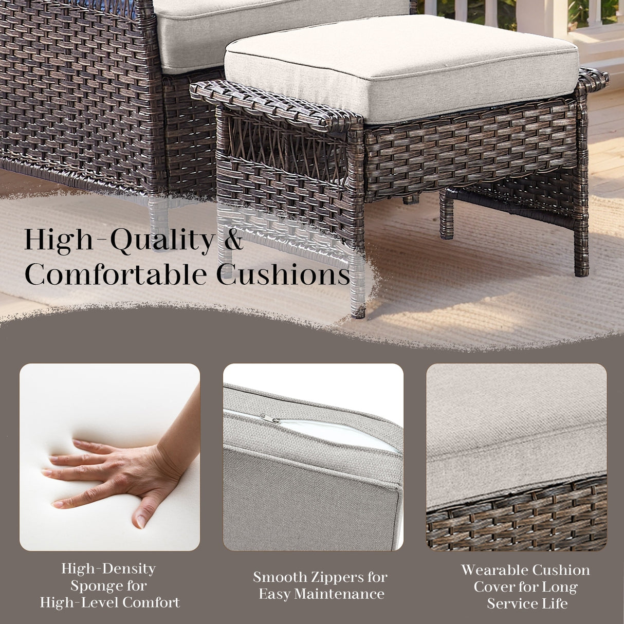 5 Pieces Patio Gliders Chair with Table, Ottomans