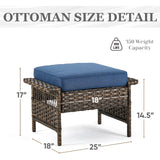 5 Pieces Patio Gliders Chair with Table, Ottomans