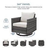 5 Pieces Patio Wicker with Propane Fire Pit Table