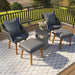 5 Pieces Rattan Patio Sofa Chair Sets with Pop-Up Cool Bar Table