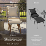 5 Pieces Rattan Patio Sofa Chair Sets with Pop-Up Cool Bar Table