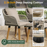 5 Pieces Rattan Patio Sofa Chair Sets with Pop-Up Cool Bar Table