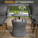 5 Pieces Rattan Patio Sofa Chair Sets with Pop-Up Cool Bar Table