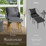 5 Pieces Rattan Patio Sofa Chair Sets with Pop-Up Cool Bar Table