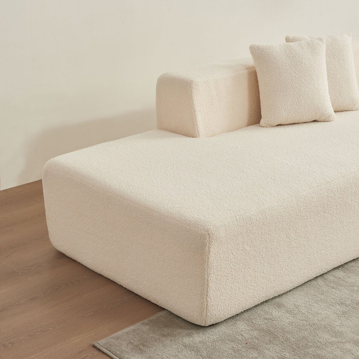 5-Seater L-Shape Sectional Couch, Sherpa Fabric, Ultimate Comfort, Beige