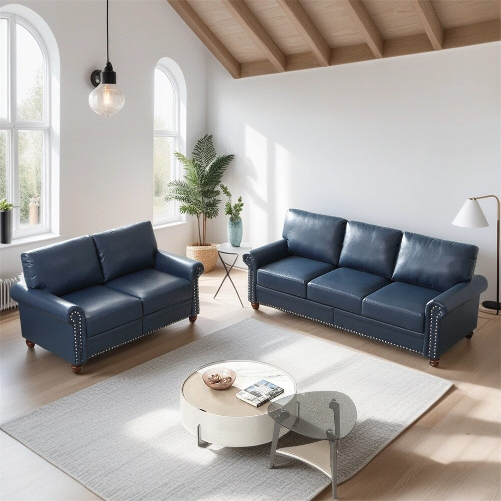 5 Seaters Faux Leather Sectional Sofa with Storage and Wood Frame