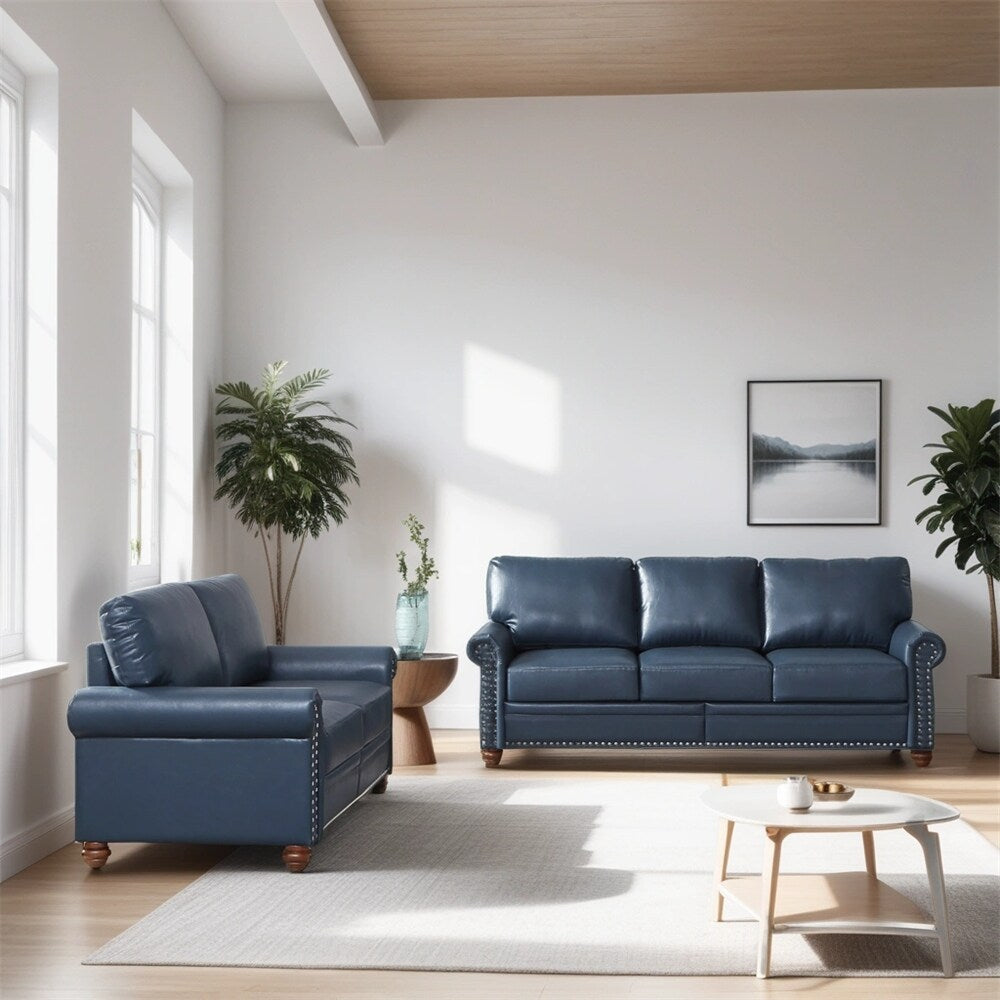 5 Seaters Faux Leather Sectional Sofa with Storage and Wood Frame