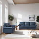 5 Seaters Faux Leather Sectional Sofa with Storage and Wood Frame