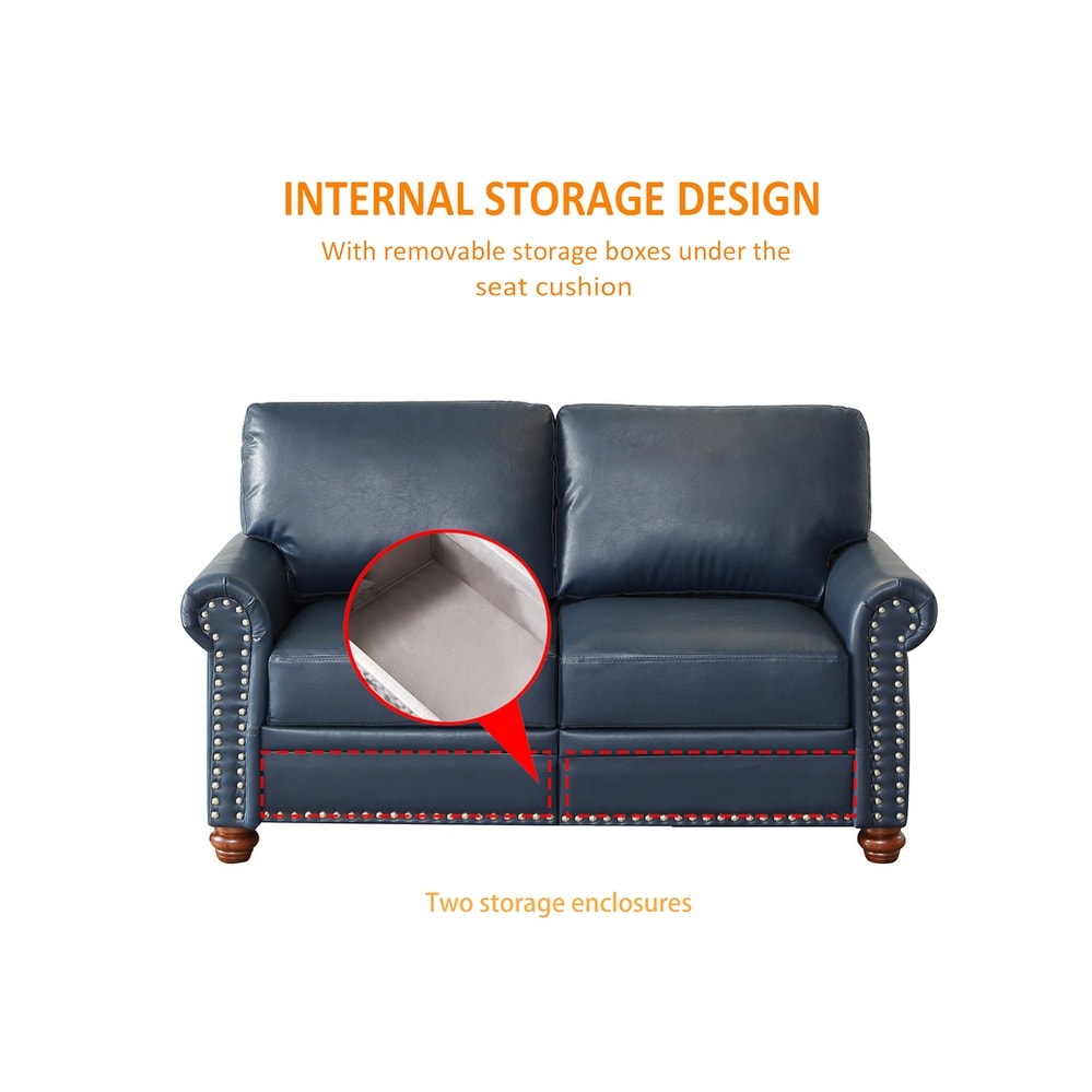 5 Seaters Faux Leather Sectional Sofa with Storage and Wood Frame