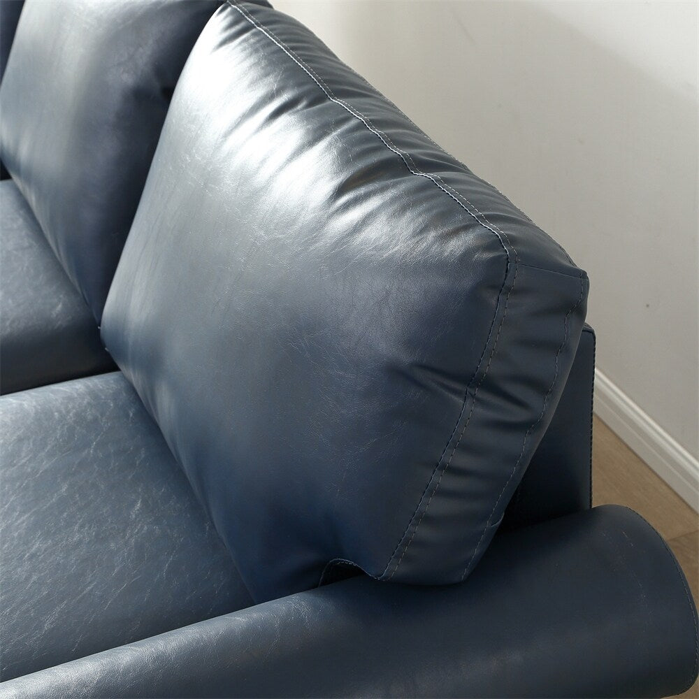5 Seaters Faux Leather Sectional Sofa with Storage and Wood Frame