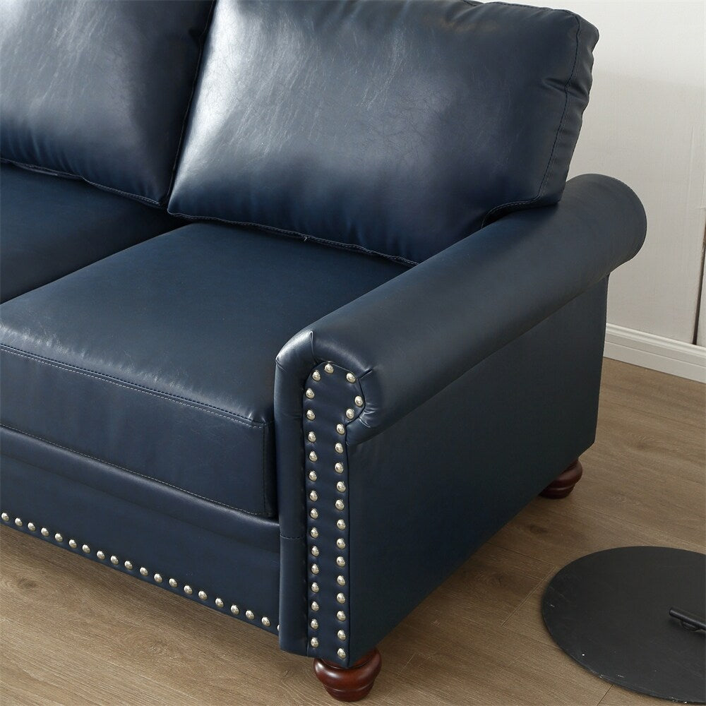 5 Seaters Faux Leather Sectional Sofa with Storage and Wood Frame