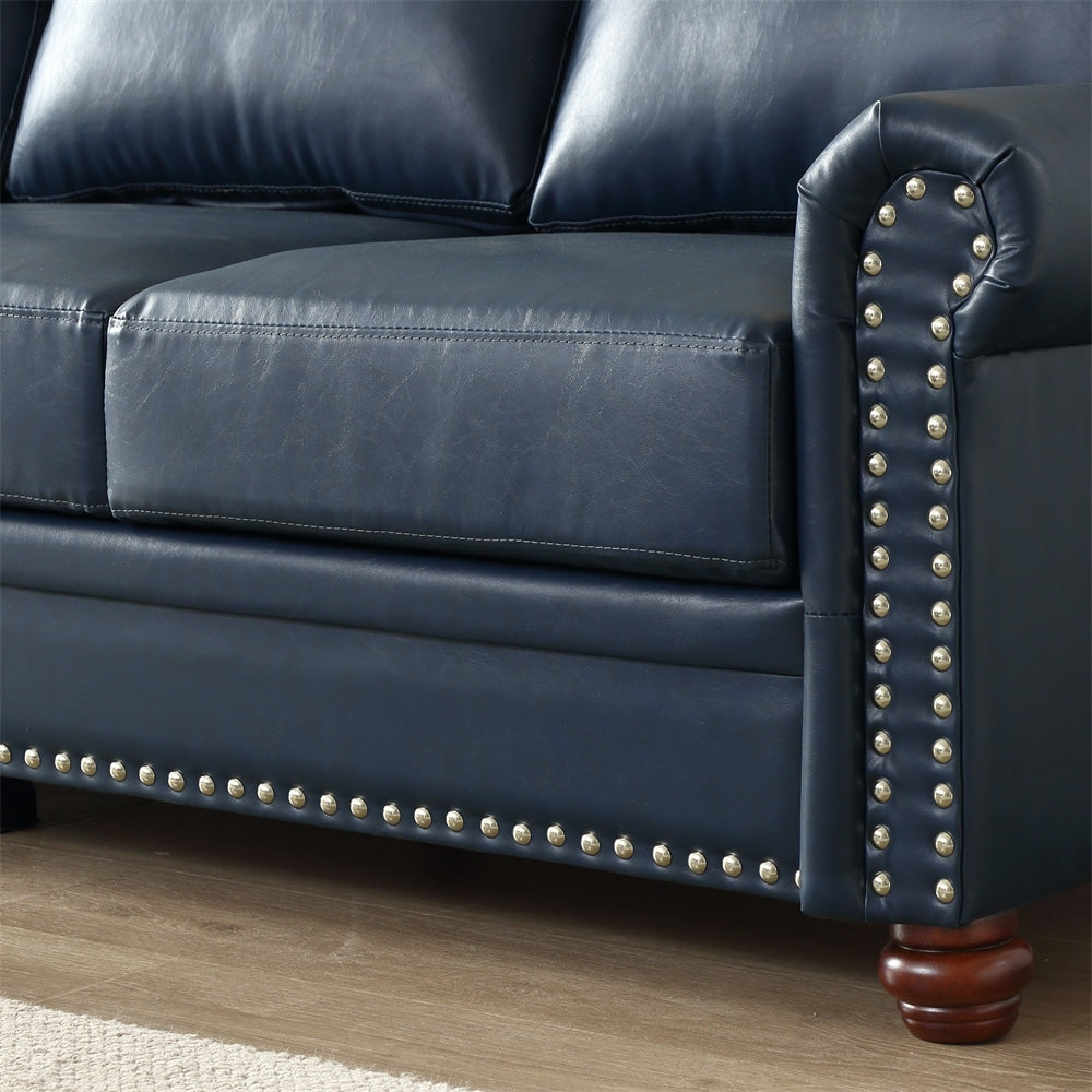 5 Seaters Faux Leather Sectional Sofa with Storage and Wood Frame
