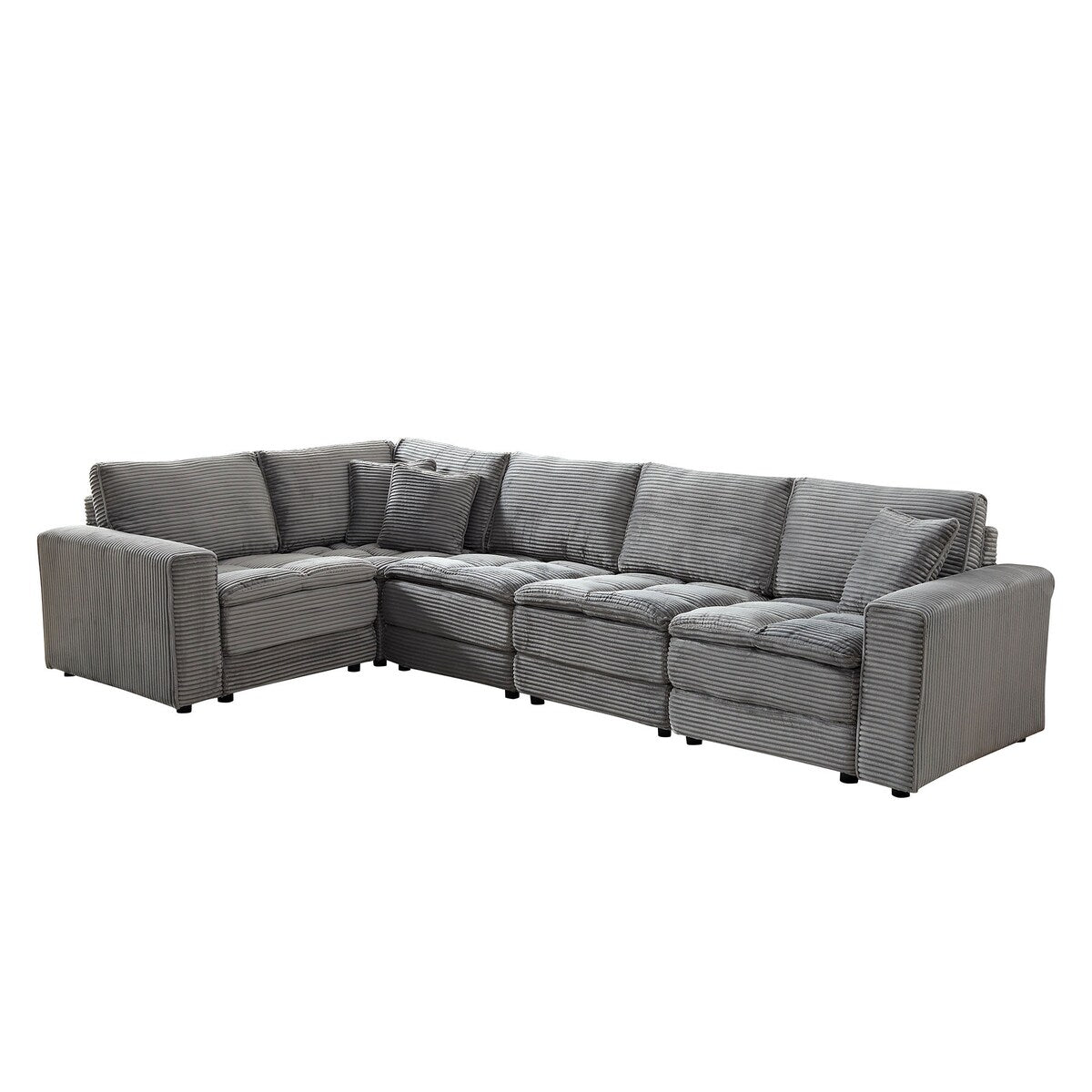 5 Seats Oversized Sectional Sofa L Shaped Corner Couch Corduroy Upholstery Convertible Sleeper Sofa&Couch, Yellow