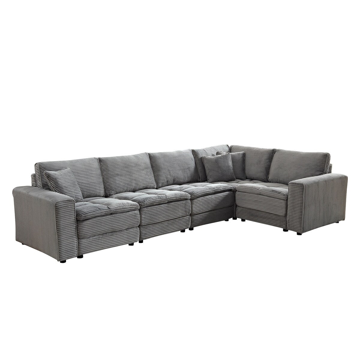 5 Seats Oversized Sectional Sofa L Shaped Corner Couch Corduroy Upholstery Convertible Sleeper Sofa&Couch, Yellow