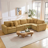 5 Seats Oversized Sectional Sofa L Shaped Corner Couch Corduroy Upholstery Convertible Sleeper Sofa&Couch, Yellow