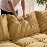 5 Seats Oversized Sectional Sofa L Shaped Corner Couch Corduroy Upholstery Convertible Sleeper Sofa&Couch, Yellow
