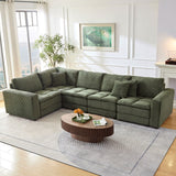 5 Seats Oversized Sectional Sofa L Shaped Corner Couch Corduroy Upholstery Convertible Sleeper Sofa&Couch, Yellow