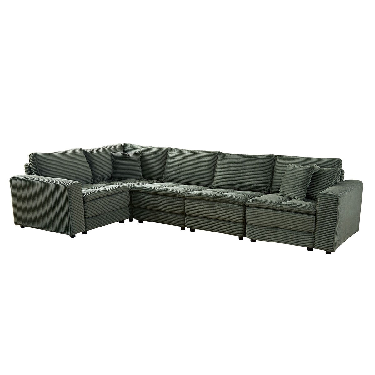 5 Seats Oversized Sectional Sofa L Shaped Corner Couch Corduroy Upholstery Convertible Sleeper Sofa&Couch, Yellow