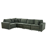 5 Seats Oversized Sectional Sofa L Shaped Corner Couch Corduroy Upholstery Convertible Sleeper Sofa&Couch, Yellow